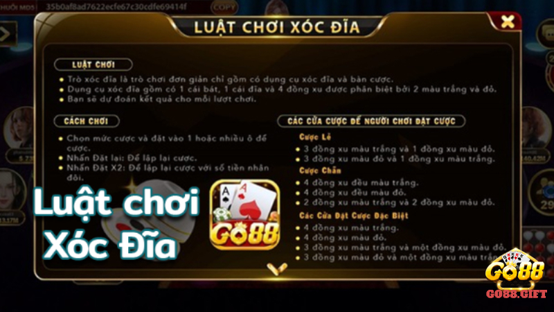 Chi tiết về luật chơi Xóc đĩa GO88 cho tân thủ